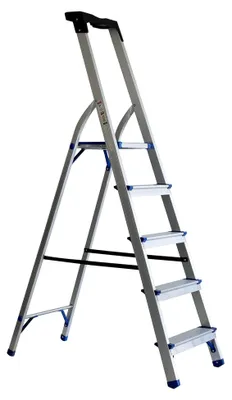 Produktbild von PREMIUM Haushaltsleiter, Mehrzweckleiter, Stehleiter, Klappleiter aus Aluminium - 5 Stufen 1,50 m, 8037346