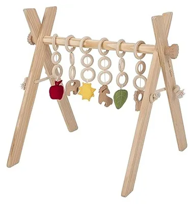 Productafbeelding van Houten Baby Gym - Speelgoed - Baby Ontwikkeling - Met Hangend Speelgoed - 52 cm Hoog - Natuurlijk