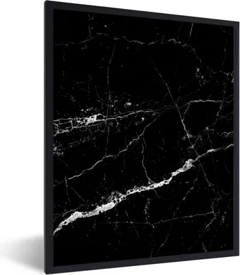 Produktbild von MuchoWow® Gerahmtes Poster Marmor - Schwarz - Marmoroptik - Weiß - Luxus - Stein 60x80 cm - Poster mit Schwarzem Bilderrahmen Wandposter Rahmen Foto Bilder - Premium - Wanddeko Wohnzimmer
