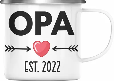 Produktbild von Trendation - Du Wirst Opa 2022 Geschenk Schwangerschaft Verkünden Opa Überraschung Baby Emaille Emaille Tasse (Silber)