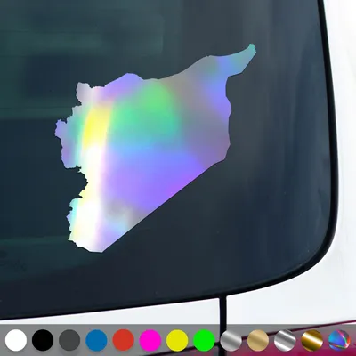 Produktbild von PantherPixel Syrien Aufkleber Umriss Karte Kontur Syria Sticker Auto Geschenkidee Farbe Oilslick-Hologramm