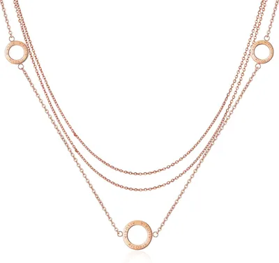 Produktbild von Damen Halskette ANNABELLE dreilagig aus Edelstahl in Silber, Gold und Roségold