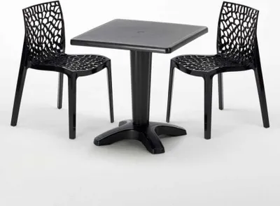 Produktbild von Schwarz Quadratisch Tisch und 2 Stühle Farbiges Polypropylen-Innenmastenset Grand Soleil Gruvyer Aia - Schwarz