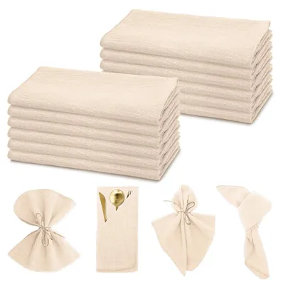 Stoffservietten 12er-Set, 42x42 cm, Baumwolle, beige