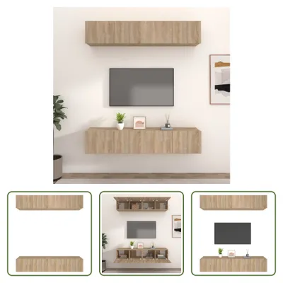Obrázok produktu pre The Living Store TV skrinky 4 ks Sonoma dub 80x30x30 cm materiál na báze dreva