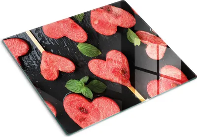 Produktbild von Glasplatte zum Schutz der Kochfläche – Abdeckung für die Kochplatte – Abdeckung für Induktionskochfelder – 60x52 cm – Einfache Reinigung – Gehärtetes Glas – Mit Wassermelonenmuster