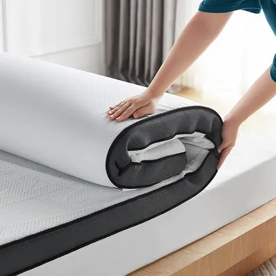 Imagen del producto de Topper de gel para colchón, 180x200 cm, 7,5 cm de altura. Topper fabricado con espuma viscoelástica de gel, firmeza H2 y H3. Topper para colchón con funda lavable
