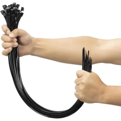 Zdjęcie produktu dla Opaski kablowe, czarne, 600 mm x 9 mm, 100 sztuk, odporne na promieniowanie UV, wytrzymałość na rozciąganie: 80 kg