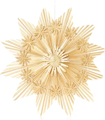Productafbeelding van COM-FOUR® Grote strokenster - Hanger voor de kerstboom - Natuurlijke kerstversiering - Kerstdecoratie