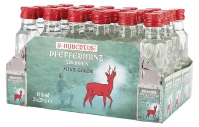 Obrázek produktu pro St. Hubertus, kapky s mátou, 24 x 20 ml, balení likéru, celkový objem 480 ml
