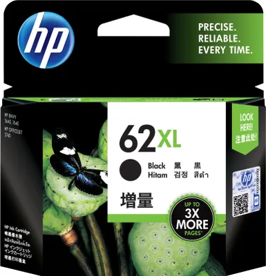 Imagen del producto de Cartucho de tinta original HP 62XL  de alta capacidad, alto rendimiento (XL), color , tinta pigmentada, 7,5 ml, 1 unidad, rendimiento para 300 páginas