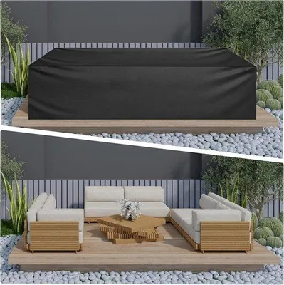 Produktbild von Abdeckhaube Gartenmöbel - Wetterfest und Wasserdicht - 95x80x30 cm - Schwarz
