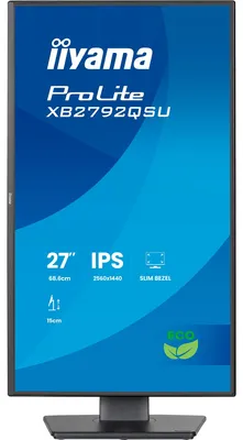 Produktbild von 27" IPS 4-side slim bezel, Green Choice, EyeComfort / EyeSafe 2.0, 2560x1440@120Hz, 15cm height adj. Stand, 1500:1, 350cd/m², Speakers, HDMI, DisplayPort, 3ms GTG, USB HUB 2x3.2