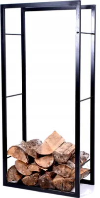 Produktbild von Kaminholzständer Metall, Kaminholzregal, Brennholzständer, Brennholzkorb, Kaminholzkorb, Feuerholzkorb, Schwarz, Höhe 130 cm Breite 60 cm Tiefe 30 cm