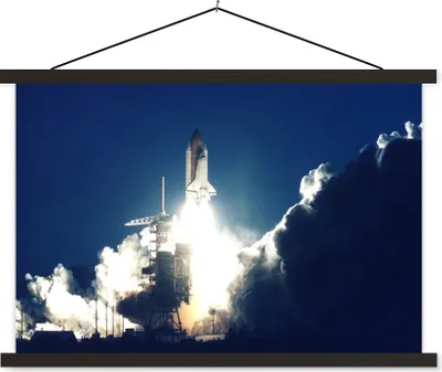 Produktbild von MuchoWow® Textilposter Der Start einer Raumfähre 90x60 cm mit schwarzem Rahmen - Aufhängungssatz