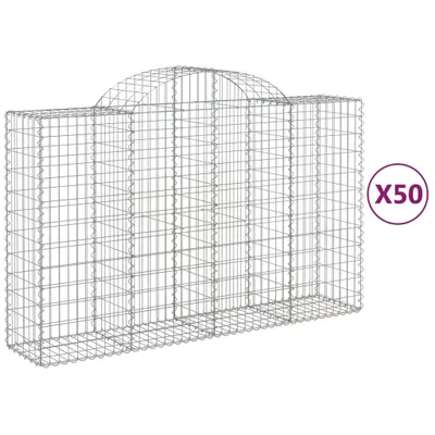 Produktbild von Gabionen mit Hochbogen 50Stk. 200x50x120/140cm Verzinktes Eisen