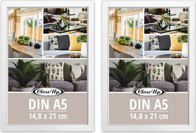 Produktbild von Posterrahmen 14,8 x 21 cm 2er Set (DIN A5) Holzdekor weiß