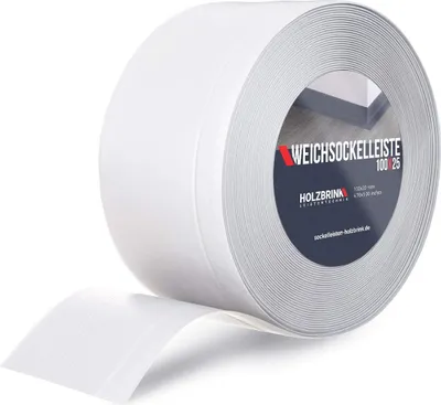 Immagine prodotto di HOLZBRINK Battiscopa PVC 100x25mm, 10 m | Profilo angolare PVC para angoli muro | Bordo per pareti in cucina, garage, corridoio | Colore: bianco
