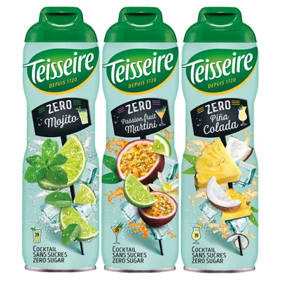 Produktbild von Teisseire Sirup Cocktail Zero Mojito, Pina Colada & Passion Fruit Martini 600ml