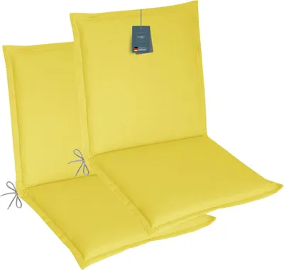Produktbild von LILENO HOME Gartenstuhl Auflagen als [2er Set - Niedriglehner] in Gelb - bequeme Liegen als Sitzauflagen für Gartenmöbel - Stuhlkissen für Gartenstühle und Klappstühle MALT