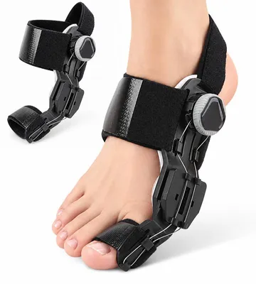 Produktbild von Zehenkorrektor für Hallux Valgus, einstellbare Fußorthese mit Drehknopf und Silikonpolster, Zehenspreizer für Tag und Nacht
