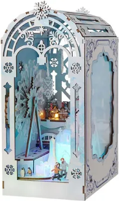 Image de Habarri | DIY Book Nook - Pays glacial - Puzzle 3D - Kit maison miniature avec meubles et lumière LED - Kit coin de livre