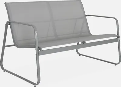 Produktbild von sweeek - Gartenset aus Metall und Textilene für 4 Personen - Hellgrau