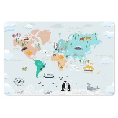 Produktbild von MuchoWow® Mauspad Mousepad Weltkarte Kinder - Symbole - Kompass 27x18 cm - Mousepads - Maus Mat - Pad - Mausunterlage - Büroartikel - Desk Matten