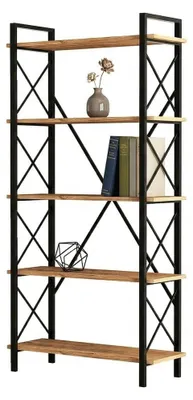 Produktbild von Mongiana - Bücherregal, 90x34x180h cm Eiche Braun, 5 Regalböden