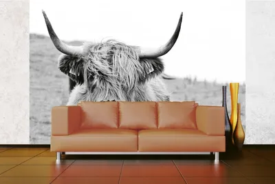 Produktbild von Vlies Fototapete SCHOTTISCHE KUH 375 x 250 cm (inkl. Kleister) - Vlies Tapete, Wandtapete, Wandbilder - Tapete für Wohnzimmer Schlafzimmer, Büro, Küche - Montagefertig