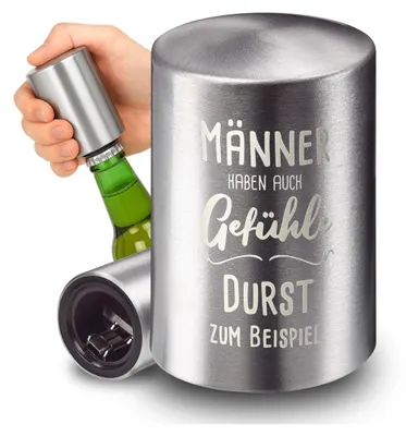 Produktbild von Flaschenöffner Push & Pull - robuster Aluminium Kapselheber in Edelstahl-Optik - perfekte Geschenkidee - Motiv- Männer