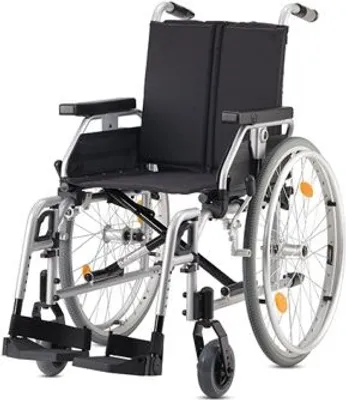 Produktbild von Leichtgewichtrollstuhl Pyro light Kombiarmlehnen, mit Trommelbremse silber-metallic>>>>SB 45 cm