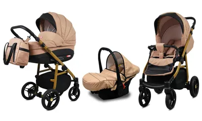Obrázok produktu pre BabyLux® Axel | Kočík 3v1 Set | Béžová | Kombinovaný kočík | Set kočíka | Kočík + detský kočík