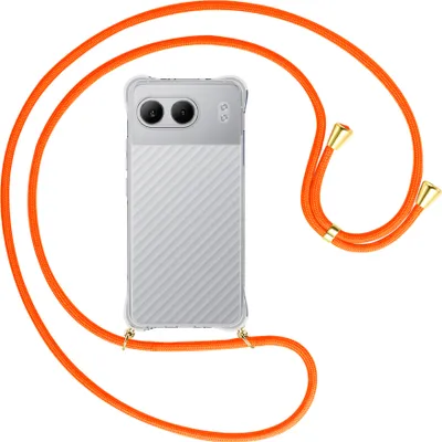Produktbild von Handykette Backcover-Schutzhülle mit Band (Metall goldfarben) für OnePlus Nord 4 5G - neonorange