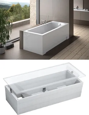 Produktbild von BADLAND Badewanne Rechteck Shea 180x80 mit Ablaufgarnitur, Füßen und Wannenträger GRATIS