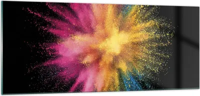 Produktbild von Bilder auf glas - Einteilig - Bunt Staub Explosion - 100x40cm - Glasbilder - Wandbilder - Bilder - zum Aufhängen bereit - Wanddekoration aus Glas - Glas Bilder - Wandbild auf Glas - GAB100x40-4529