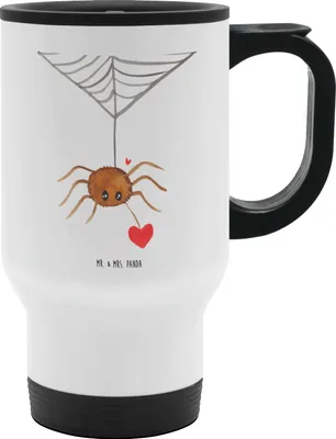 Produktbild von Mr. & Mrs. Panda Kaffeebecher To Go Spinne Agathe Liebe - Weiß - Geschenk, thermosbecher, Liebesgeschenk, Kaffee-Thermobecher, Edelstahl Trinkbecher, Thermobecher