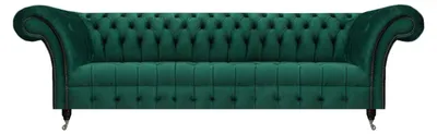 Produktbild von Dunkelgrüne Chesterfield Couch Stoffsofas Designer Viersitzer Edle Möbel