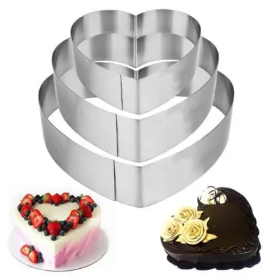 Image de Ensemble de moules à gâteau en acier inoxydable, 3 pièces, de 10/15/20 cm, pour décorer les gâteaux