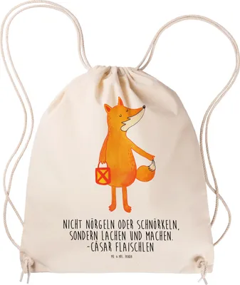 Produktbild von Mr. & Mrs. Panda Turnbeutel Fuchs Laterne - Transparent - Geschenk, Positiv, Sankt Martin, Jutebeutel, sporttasche klein, wander rucksack, Laternenumzug, mit kordel