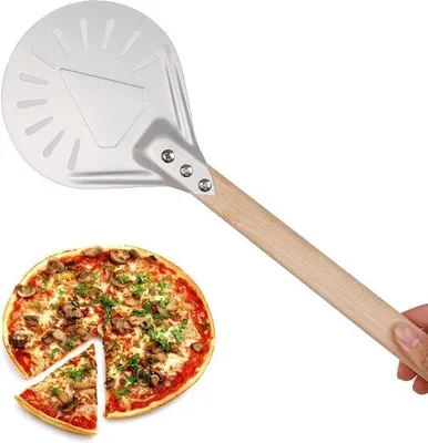 Produktbild von Famanu Pizzaschaufel 20,3 cm - Geanodisiertes Aluminium mit abnehmbarem Holzgriff