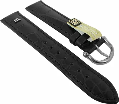 Produktbild von Uhrenarmband XL Maurice Lacroix Louisiana echt Kroko schwarz 27655, Stegbreite:20mm, Schließe:Silbern