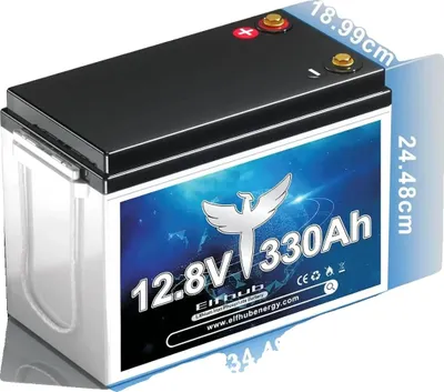 Obrázek produktu pro Autobaterie LiFePO4, kapacita 330 Ah, integrovaný systém BMS 200 A, lithiová baterie pro hlubokocyklové použití do obytných vozů a solárních přívěsů, 12 V, 330 Ah-BT