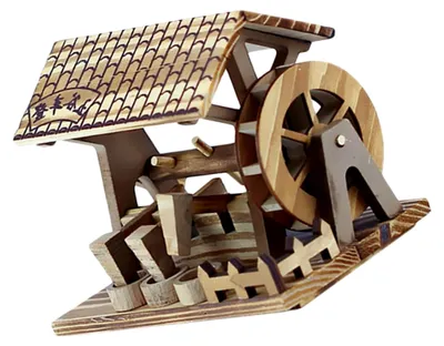 Produktbild von Handgedrehtes Holz-Wasserrad Ornament für die Tischdekoration
