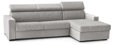 Produktbild von Schlafsofa Daasen, Ecksofa, 100% Italy, Sofa mit Drehöffnung, mit rechter Containerhalbinsel, mit schmalen Armlehnen, Cm 260x95h85, Grau