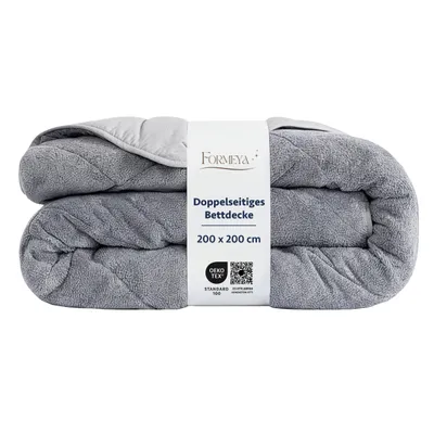 Produktbild von Wellsoft Bettdecke Grau 200x200 cm – Wendbare Ganzjahresdecke, Doppelseitiges Steppbett mit 300 g/m² Füllung, Weich & Pflegeleicht
