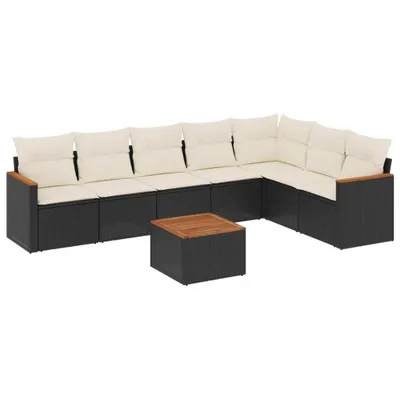 Produktbild von vidaXL 8-tlg. Garten-Sofagarnitur mit Kissen Schwarz Poly Rattan