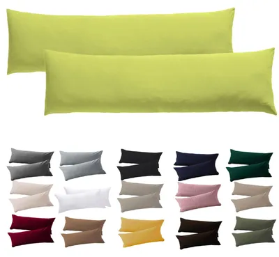Produktbild von Set von 2 Seitenschläferkissen mit Bezug 40 x 145 cm - Apfelgrün - 100% Mikrofaser, bügelfrei und knitterfrei mit Reißverschluss