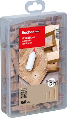 Immagine prodotto di fischer 548597 fischer easyDIY Box 548597 Holzdübel-Sortiment, 160 St.
