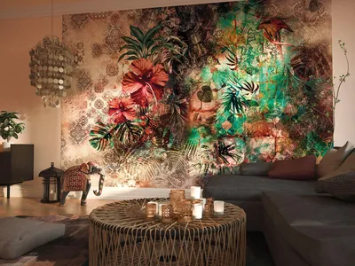 Produktbild von Komar Fototapete "Sherazade", Blumen, Blüten, bunt, Collage, 368 x 254 cm